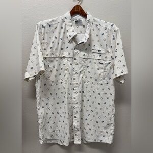 Salt Life Men's Cream Button Down Shirt w/ Crabs throughout  🦀